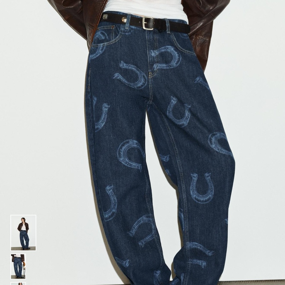 ZARA Blue Jeans with Horseshoe Pattern